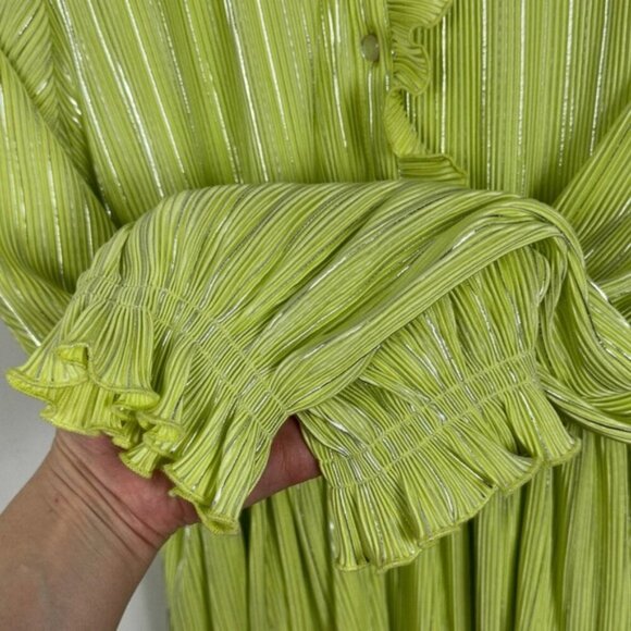 NEW Rotate Birger Christensen Sunny Lime Green Ivy Pleated Mini Dress Size 8 New - Picture 6 of 15